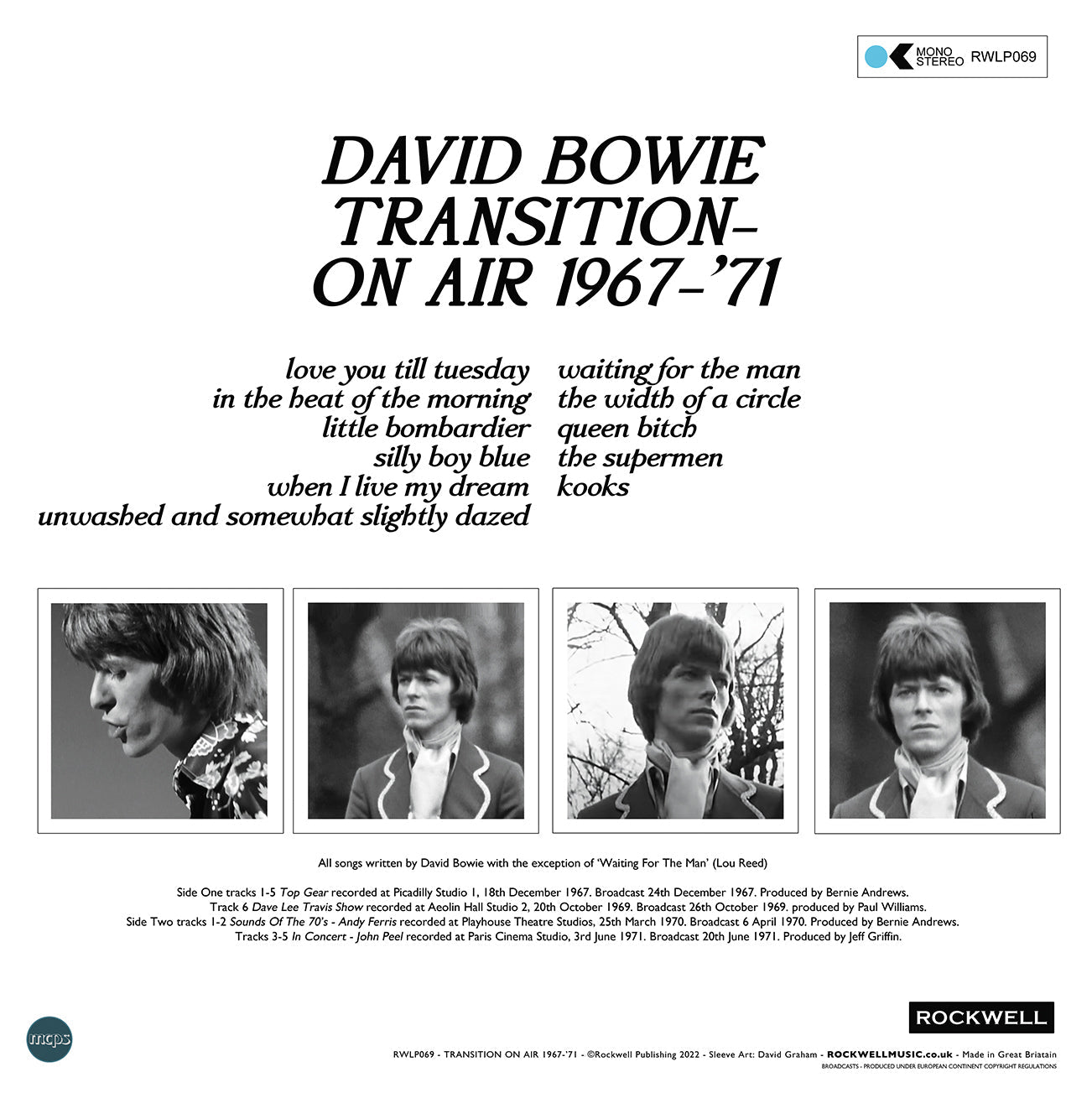 David Bowie, TRANSITION ON AIR 1967-’71, 180g White Vinyl