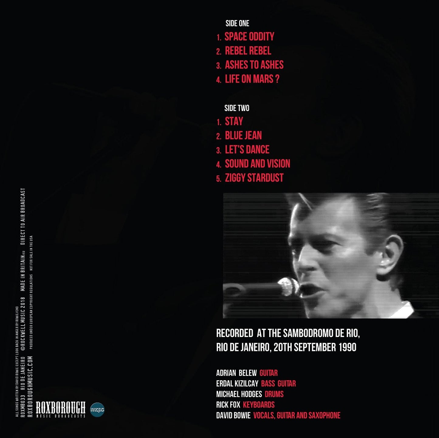 David Bowie, RIO DE JANEIRO, Limited Edition 180g Red Star Vinyl*