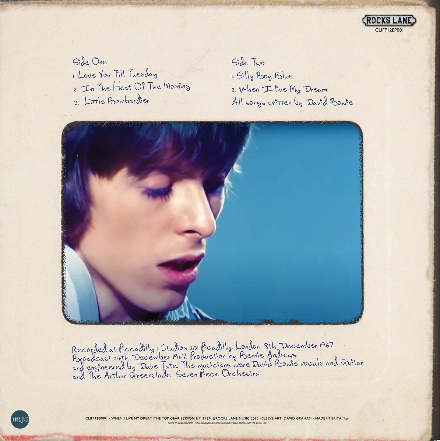 David Bowie, WHEN I LIVE MY DREAM - LE MAXI 45 TOURS TOP GEAR